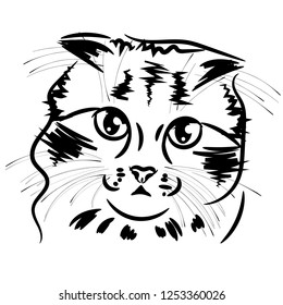 Vector logo cat for T-shirt design or outwear. Hunting style cat background.Vector illustration