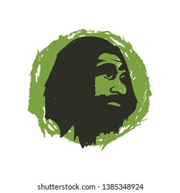 vector logo caveman head, ancient human illustration for vintage logo