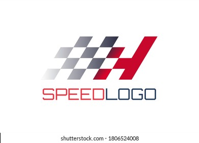 Vector logo checkered with "H" initial, relevant for racing and athletic logos. Can also be used for the logo of transportation and delivery services