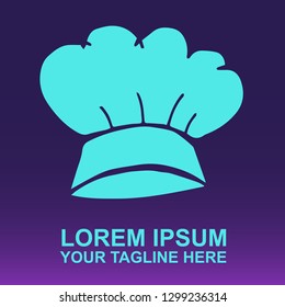 Vector Logo Chef Hat for Cooking and Baking on Gradient Color Background Violet and Pink. Illustration for Print.