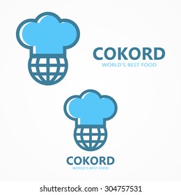 Vector logo chef hat with globe