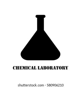Vector logo chemical laboratory flask. Vector illustration