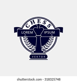 Vector logo of the chess club. Design for the decoration of tournaments, sports cups. Black and white.