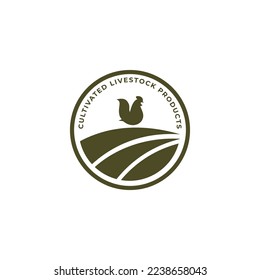 Vector logo. Chicken farm. Products from chicken meat and eggs. Farm.