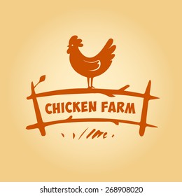 Vector Logo. Chicken Farm. Products From Chicken Meat And Eggs. Poultry Farm