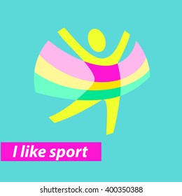 Vector logo for children sport school, club, shop for sport, competition sport. Silhouettes of a various sports. Symbolism, conceptual and brevity. Illustration i like sport