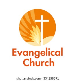 Vector logo Christian symbol of the cross and the Bible for church or Christian ministry.