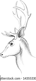 The Vector logo christmas deer for tattoo or T-shirt design or outwear.  Cute print style new year deer background.