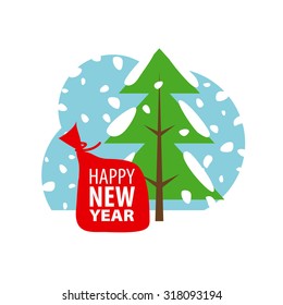 vector logo Christmas winter landscape