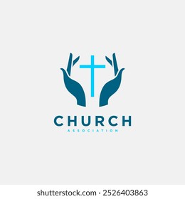 vector logo church cross hand. logo template