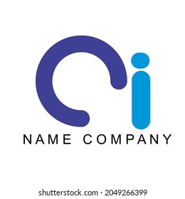 Vector logo circle forming letter CI, for free design.