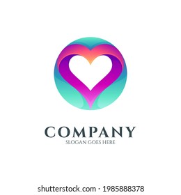 Logo vectorial del círculo y el corazón con un estilo gradiente colorido