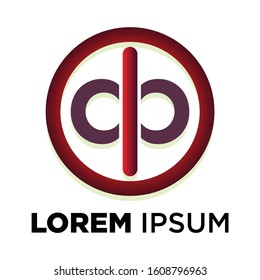 vector logo in a circle with two circles and a thick line in the middle