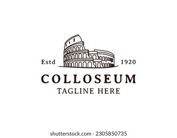 Vector logo of the city of Rome, Italy. Colosseum logo design vector illustration