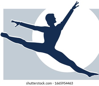 
Vector logo classical dance jump. man