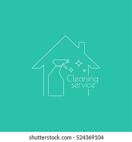 Vector logo with clean house with spray bottle.