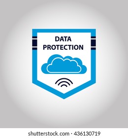 Vector logo cloud data protection information. Shield internet security illustration. 