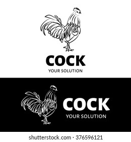 Vector logo cock. Brand logo in the shape of a rooster