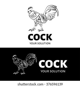 Vector logo cock. Brand logo in the shape of a rooster
