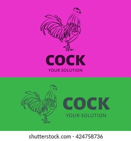 Vector logo cock. Brand logo in the shape of a rooster.