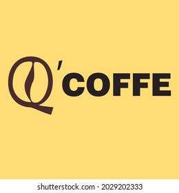 vector logo coffee with coffee bean shape in letter q simple style