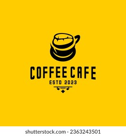 vector logo of coffee beans on a cup of coffee, coffee cafe logo