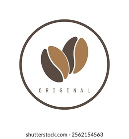 vector logo of coffee beans on a cup of coffee, coffee cafe logo, and coffee shop logo