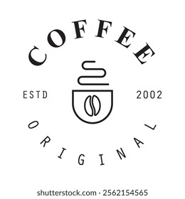 vector logo of coffee beans on a cup of coffee, coffee cafe logo, and coffee shop logo