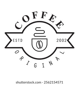 vector logo of coffee beans on a cup of coffee, coffee cafe logo, and coffee shop logo