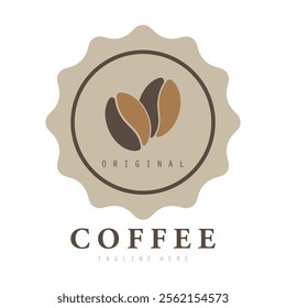 vector logo of coffee beans on a cup of coffee, coffee cafe logo, and coffee shop logo