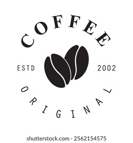 vector logo of coffee beans on a cup of coffee, coffee cafe logo, and coffee shop logo