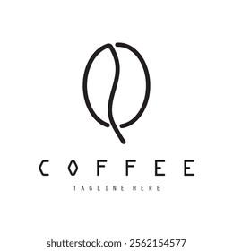 vector logo of coffee beans on a cup of coffee, coffee cafe logo, and coffee shop logo