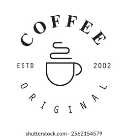 vector logo of coffee beans on a cup of coffee, coffee cafe logo, and coffee shop logo