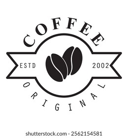 vector logo of coffee beans on a cup of coffee, coffee cafe logo, and coffee shop logo