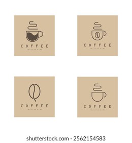 vector logo of coffee beans on a cup of coffee, coffee cafe logo, and coffee shop logo