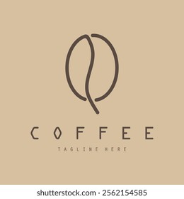 vector logo of coffee beans on a cup of coffee, coffee cafe logo, and coffee shop logo