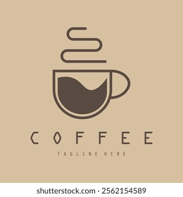 vector logo of coffee beans on a cup of coffee, coffee cafe logo, and coffee shop logo