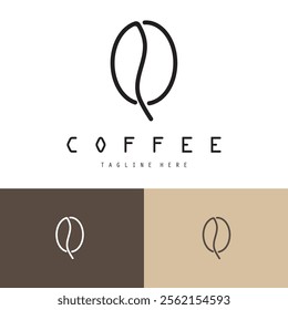 vector logo of coffee beans on a cup of coffee, coffee cafe logo, and coffee shop logo