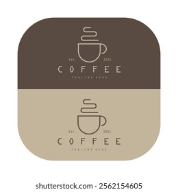 vector logo of coffee beans on a cup of coffee, coffee cafe logo, and coffee shop logo