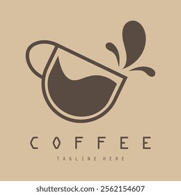 vector logo of coffee beans on a cup of coffee, coffee cafe logo, and coffee shop logo