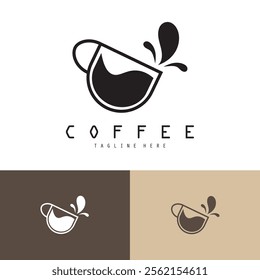 vector logo of coffee beans on a cup of coffee, coffee cafe logo, and coffee shop logo