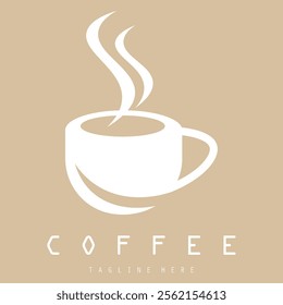 vector logo of coffee beans on a cup of coffee, coffee cafe logo, and coffee shop logo