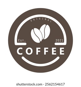 vector logo of coffee beans on a cup of coffee, coffee cafe logo, and coffee shop logo