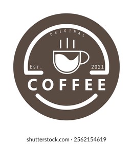 vector logo of coffee beans on a cup of coffee, coffee cafe logo, and coffee shop logo