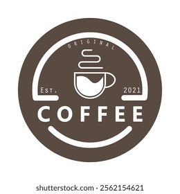 vector logo of coffee beans on a cup of coffee, coffee cafe logo, and coffee shop logo