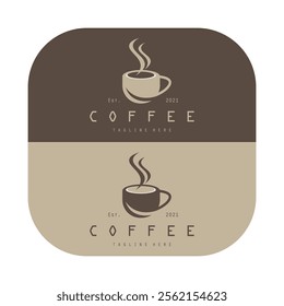 vector logo of coffee beans on a cup of coffee, coffee cafe logo, and coffee shop logo