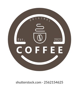 vector logo of coffee beans on a cup of coffee, coffee cafe logo, and coffee shop logo