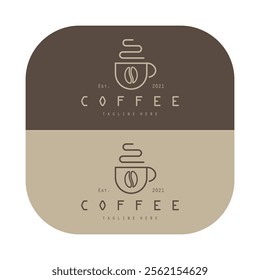 vector logo of coffee beans on a cup of coffee, coffee cafe logo, and coffee shop logo