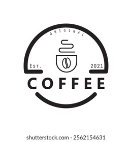 vector logo of coffee beans on a cup of coffee, coffee cafe logo, and coffee shop logo