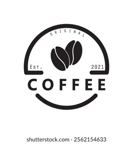 vector logo of coffee beans on a cup of coffee, coffee cafe logo, and coffee shop logo